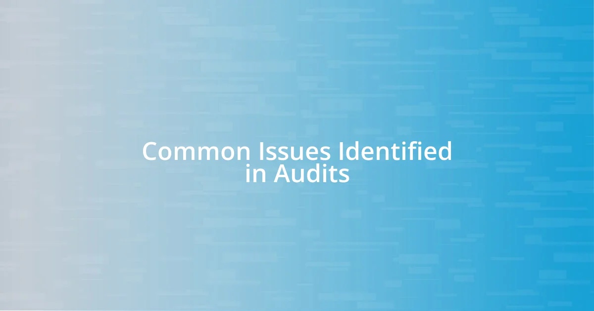 Common Issues Identified in Audits